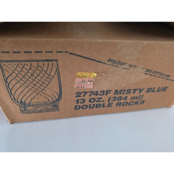 Set Of 4 Libbey Misty Blue Double Rocks Glass Tumblers New 12 avail - Picture 9 of 9